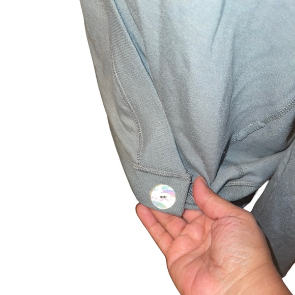 French Terry Wrap Top In Green Sage Long Sleeve - Picture 4 of 8